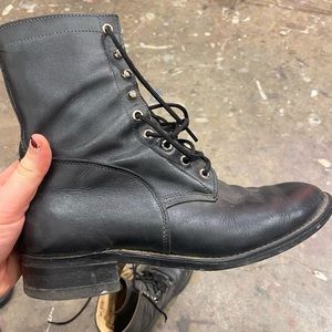 Black Leather Lace Up Packer Ankle Boots Men's Size 8.5 or Women's Size 10